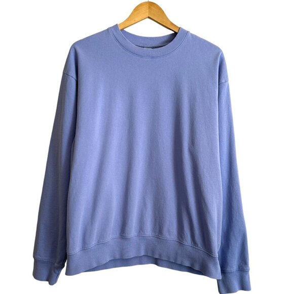 Sporty & Rich Unisex Crewneck Sweatshirt Size L Periwinkle Thick Cotton Blank - Picture 1 of 6